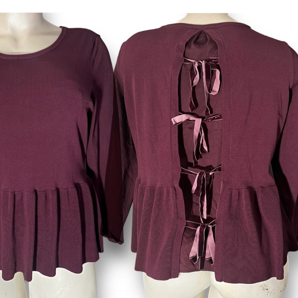 Women's Burgundy Sweater with Bow Detail